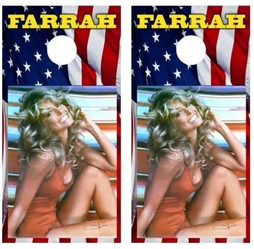 Farrah Fawcett Cornhole Wood Board Skin Wrap Ripper Graphics