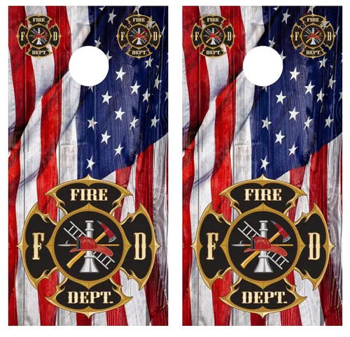 Fire Department Barnwood Cornhole Wood Board Skin Wrap Ripper Graphics