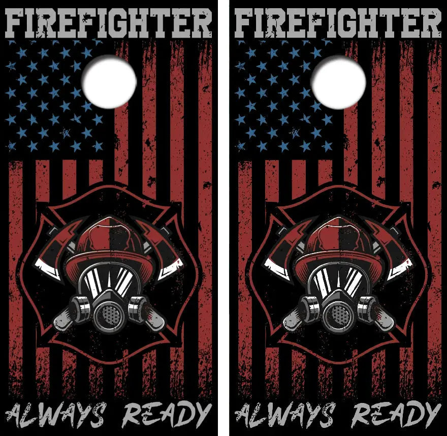 Firefighter Always Ready Cornhole Wrap Decal with Free Laminate Included Ripper Graphics