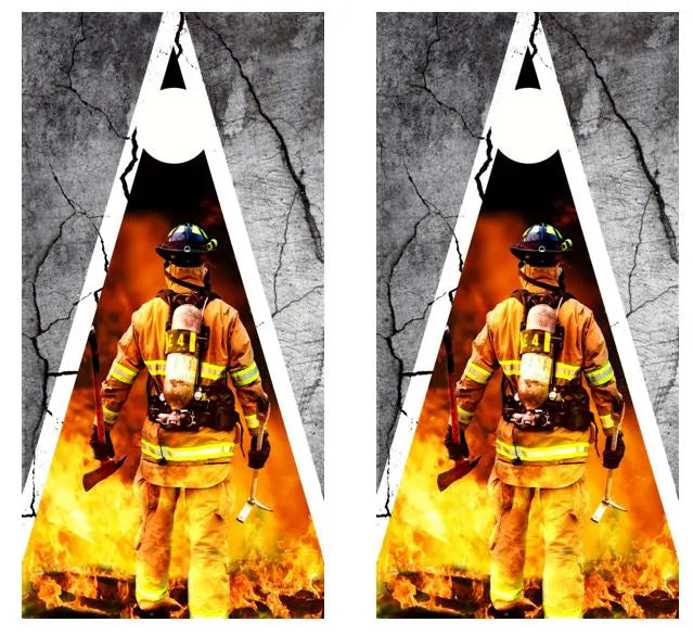 Firefighter Themed Cornhole Wood Board Skin Wrap Ripper Graphics
