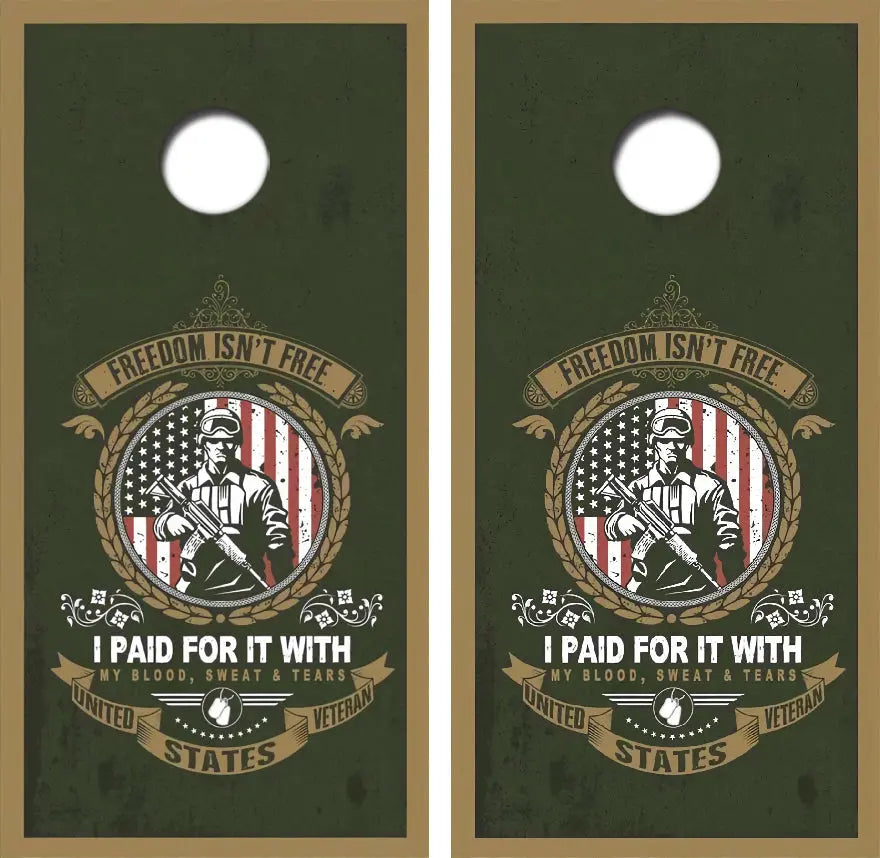 Freedom Isn't Free Cornhole Wrap Decal with Free Laminate Included Ripper Graphics