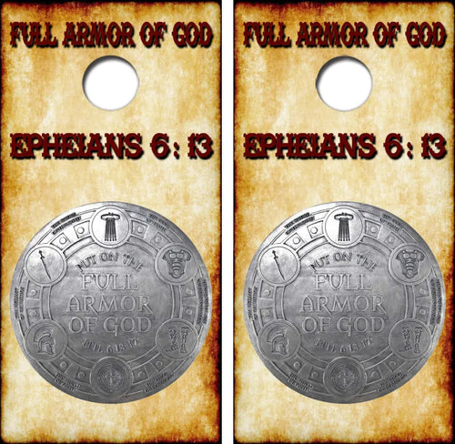 Full Armor Of God Cornhole Wrap Decal with Free Laminate Included Ripper Graphics