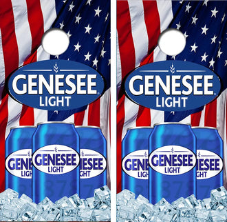 Genesee Light American Flag Cornhole Wrap Decal with Free Laminate Included Ripper Graphics 