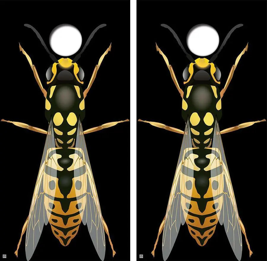 Giant Wasp Murder Hornet Cornhole Wood Board Skin Wrap Ripper Graphics