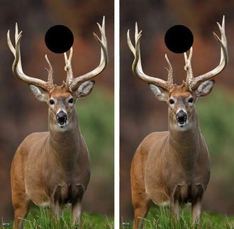 Giant White Tail Deer Buck Cornhole Wood Board Skin Wrap Ripper Graphics