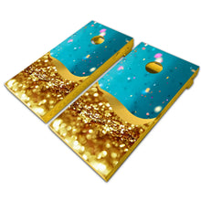 Load image into Gallery viewer, &quot;Gold Party Confetti Cornhole Game Boards Decals Wraps Cornhole Board Wraps and Decals Cornhole Skins Stickers Laminated Cornhole Wraps KT Cornhole &quot;
