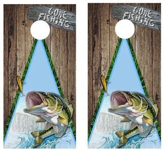 Gone Fishing Cornhole Wood Board Skin Wraps FREE LAMINATE Ripper Graphics