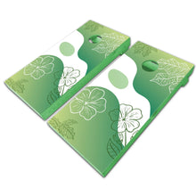 Load image into Gallery viewer, &quot;Green and White Floral Cornhole Game Boards Decals Wraps Cornhole Board Wraps and Decals Cornhole Skins Stickers Laminated Cornhole Wraps KT Cornhole &quot;
