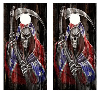 Grim Reaper Barnwood Cornhole Wood Board Skin Wrap Ripper Graphics
