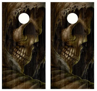 Grim Reaper Barnwood Cornhole Wood Board Wrap Ripper Graphics