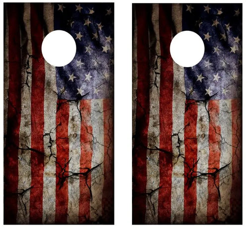 Grunge American Flag Cornhole Wood Board Skin Wraps FREE LAMINATE Ripper Graphics