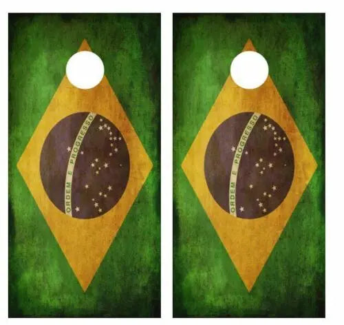 Grunge Brazilian Flag Cornhole Wood Board Skin Wrap Ripper Graphics