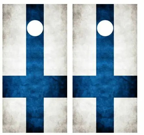 Grunge Finnish Flag Cornhole Wood Board Skin Wrap Ripper Graphics