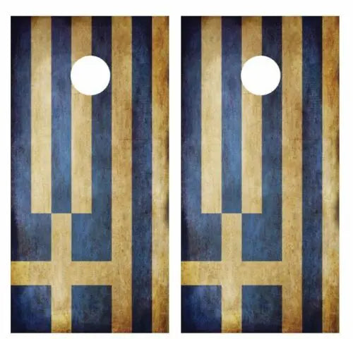 Grunge Greek Flag Cornhole Wood Board Skin Wrap Ripper Graphics