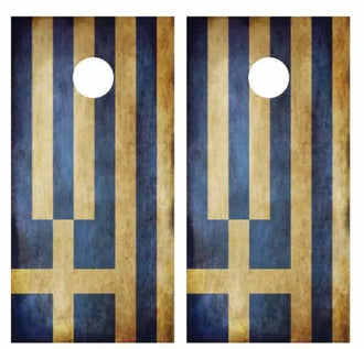 Grunge Greek Flag Cornhole Wood Board Skin Wrap Ripper Graphics