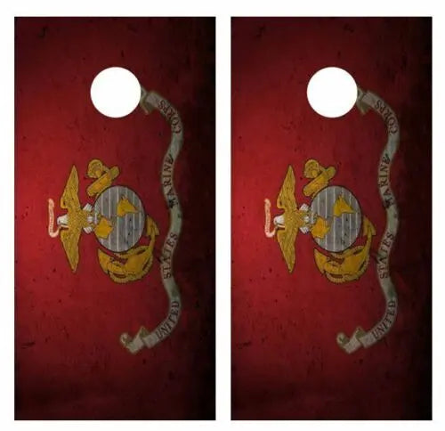 Grunge Marine Corps Flag Cornhole Wood Board Skin Wrap Ripper Graphics