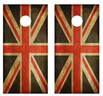 Grunge United Kingdom Flag Cornhole Wood Board Skin Wrap Ripper Graphics