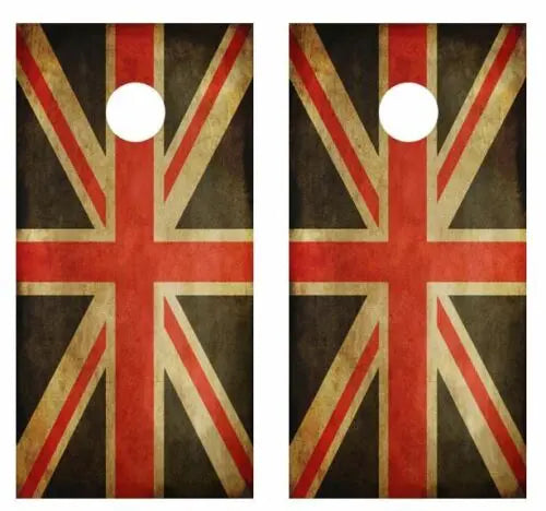 Grunge United Kingdom Flag Cornhole Wood Board Skin Wrap Ripper Graphics