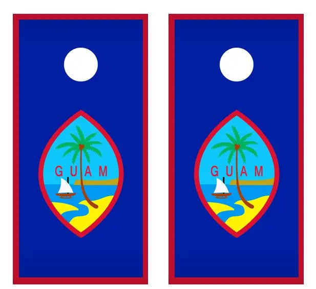 Guam Flag Cornhole Wood Board Skin W Ripper Graphics