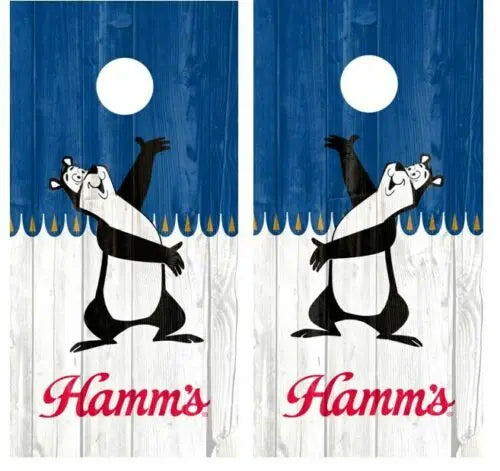 Hamm's Beer Bear Barnwood Cornhole Wood Board Skin Wrap Ripper Graphics