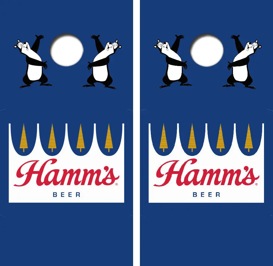 Hamm's Beer Bear Cornhole Wrap Decal with Free Laminate Included Ripper Graphics