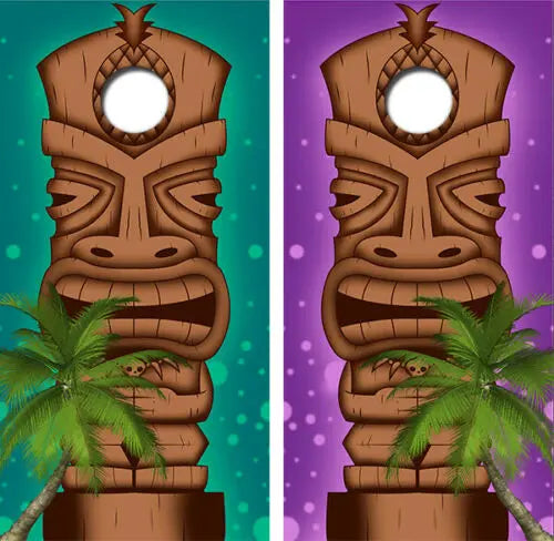 Hawaian Tiki Statue Cornhole Wood Board Skin Wrap Ripper Graphics