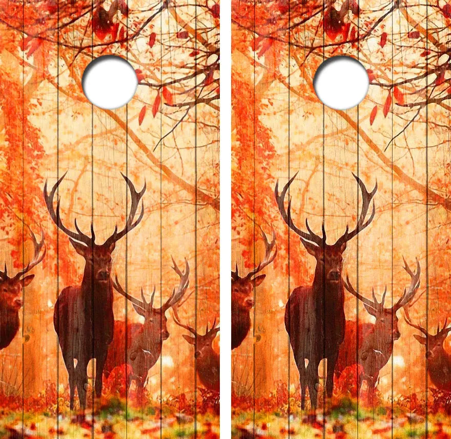 Herd OF Bucks At Dusk Cornhole Wrap Decal with Free Laminate Included Ripper Graphics