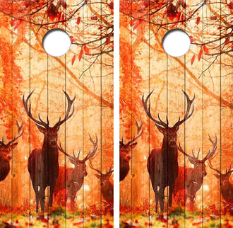 Herd OF Bucks At Dusk Cornhole Wrap Decal with Free Laminate Included Ripper Graphics