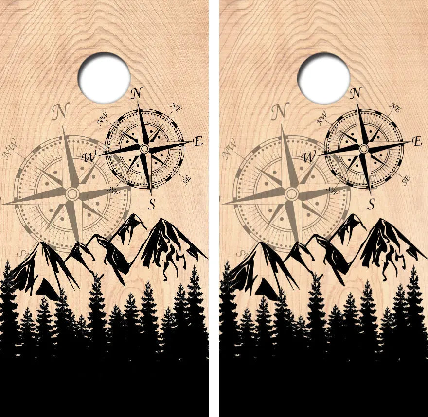 Hiking Camping Compass Cornhole Wrap Decal with Free Laminate Included Ripper Graphics