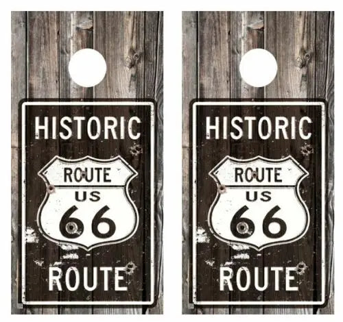 Historic Route 66 Cornhole Wood Board Skin Wrap Ripper Graphics