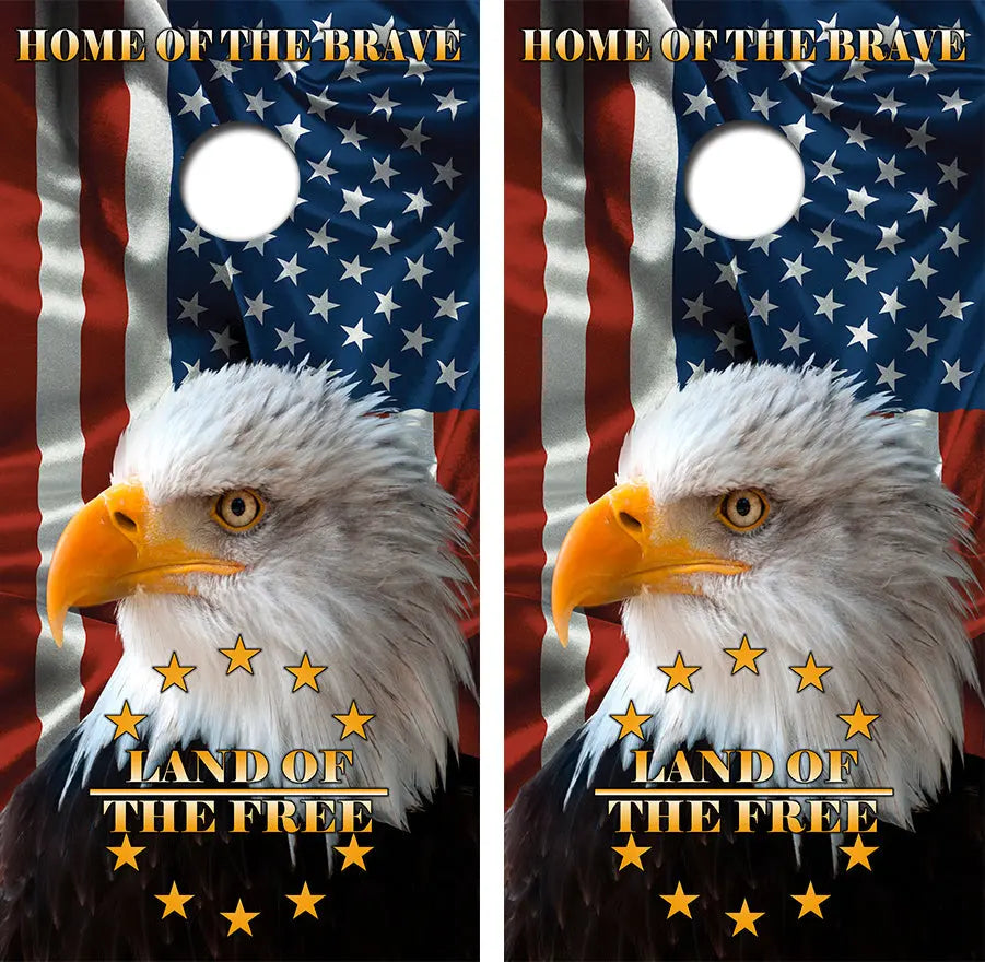 Home of the Brave Cornhole Wood Board Skin Wraps FREE LAMINATE Ripper Graphics