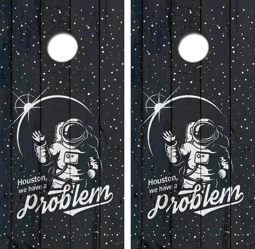 Houston We Have A Problem Cornhole Wrap Decal with Free Laminate Included Ripper Graphics
