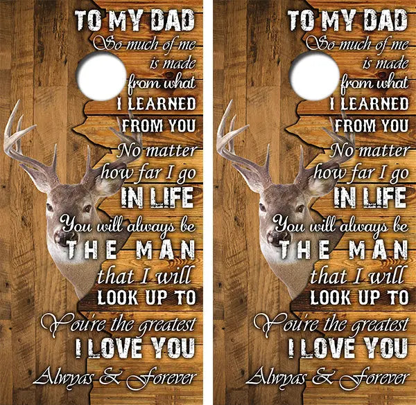 Hunting With My Dad Cornhole Wood Board Skin Wrap Ripper Graphics