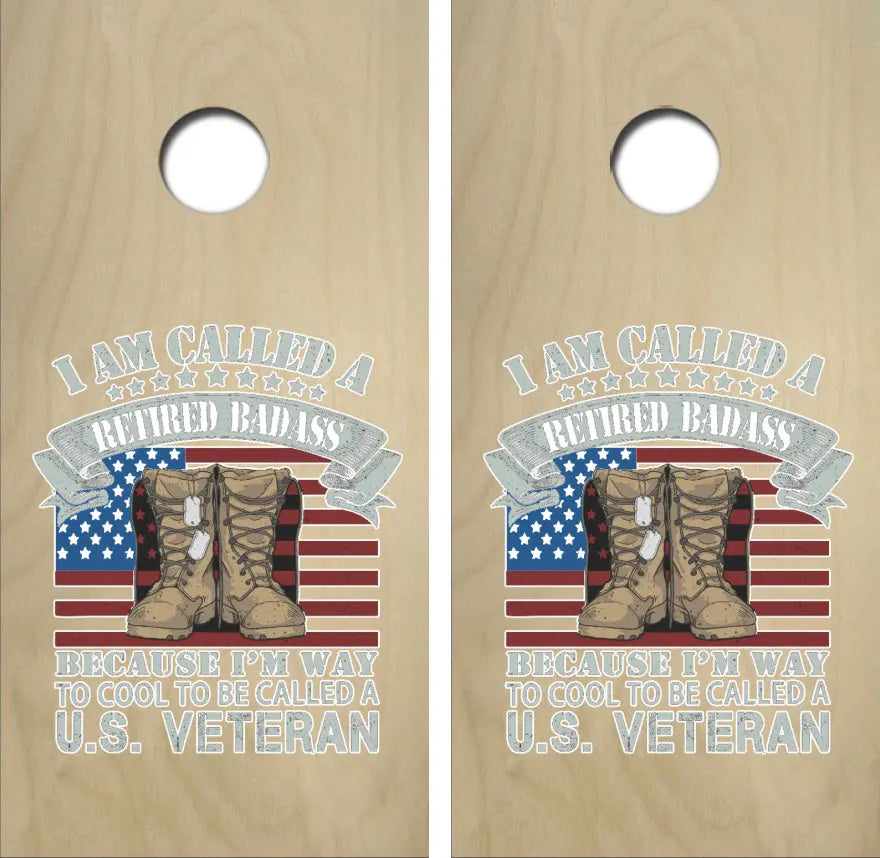 I Am Called A Retired Bad Ass Cornhole Wrap Decal with Free Laminate Included Ripper Graphics