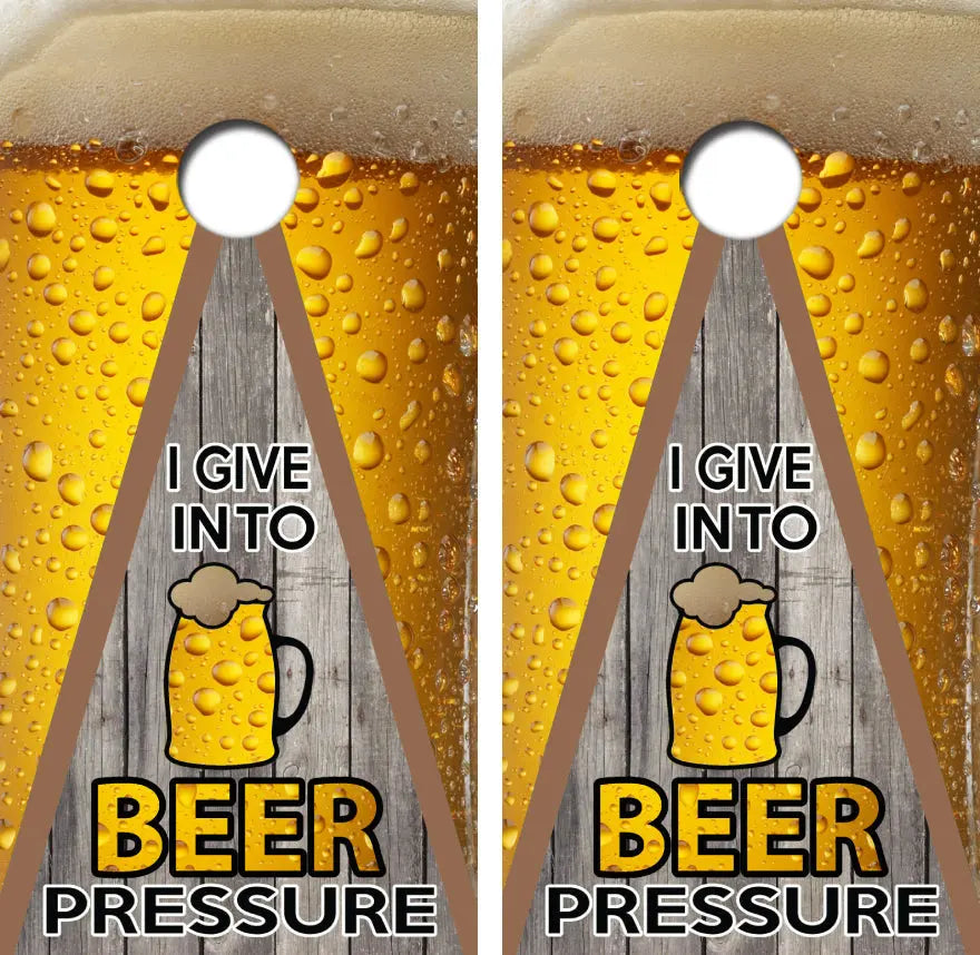 I Give Into Beer Pressure Cornhole Wrap Decal with Free Laminate Included Ripper Graphics