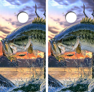 Jumping Bass Fishing Cornhole Boar FREE LAMINATE Ripper Graphics