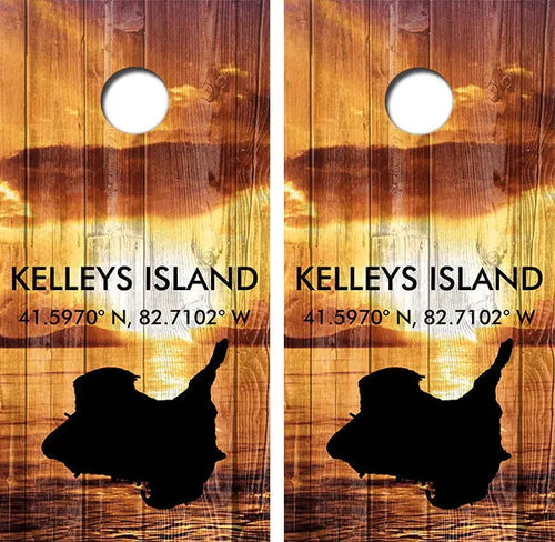 Kelleys Island Cornhole Wood Board Skin Wrap Ripper Graphics