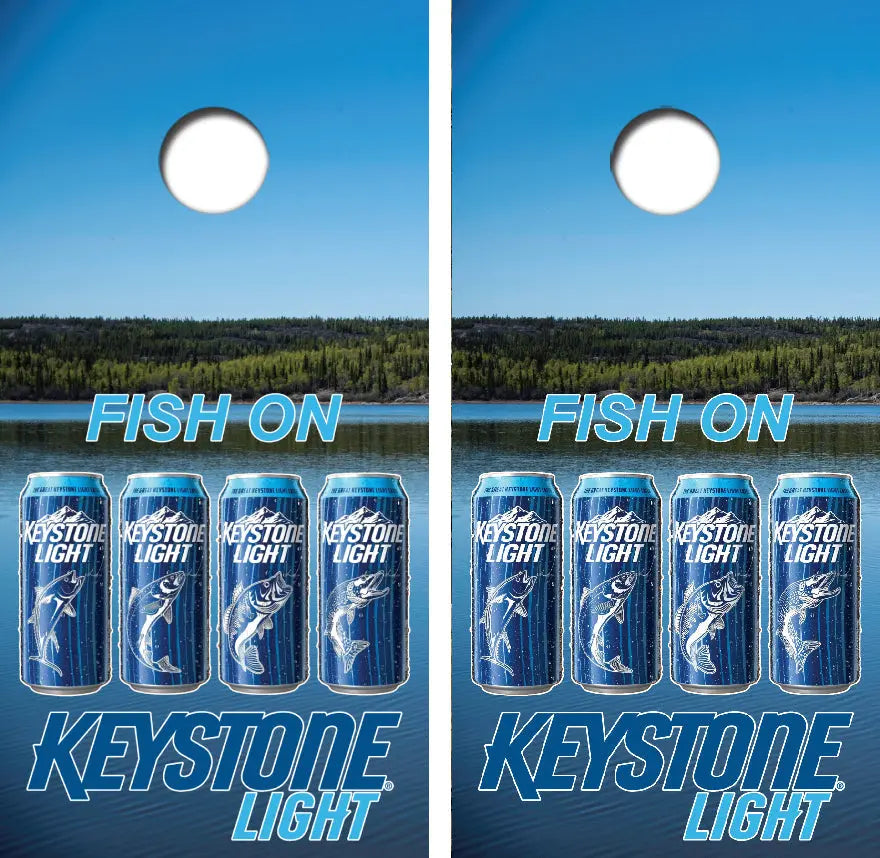 Keystone Light Fishing Can Cornhole Wrap Decal with Free Laminate Included Ripper Graphics