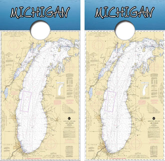 Lake Michigan NOAA Map Cornhole Wrap Decal with Free Laminate Included Ripper Graphics