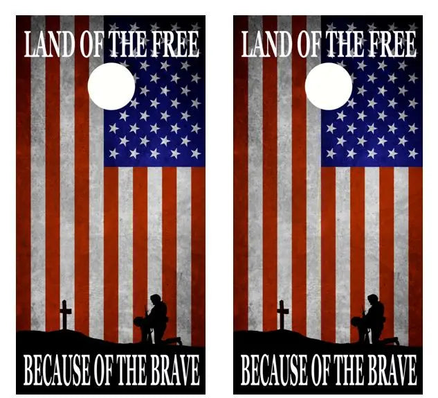 Land Of The Free Flag Cornhole Wood Board Skin Wrap Ripper Graphics