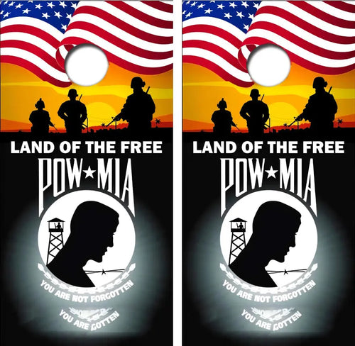 Land Of The Free POW * MIA Cornhole Wrap Decal with Free Laminate Included Ripper Graphics