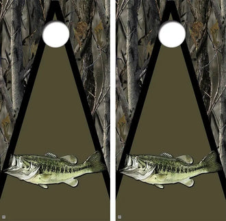 Largemouth Bass Camo Cornhole Wood Board Skin Wrap Ripper Graphics