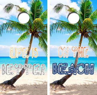 Life Is Better On The Beach Cornhole Wrap Decal with Free Laminate Included Ripper Graphics