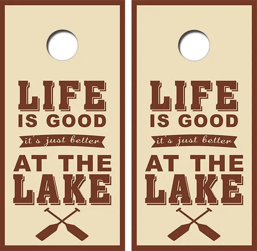 Life Is Good At The Lake Cornhole Wood Board Skin Wrap Ripper Graphics