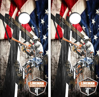 Lineman Cornhole Wrap Decal with Free Laminate Included Ripper Graphics