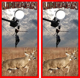 Lineman Deer Hunter Cornhole Wood Board Skin Wraps FREE LAMINATE Ripper Graphics