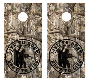 Live To Hunt Hunt To Live Camo Barnwood Cornhole Wood Board Skin Wr Ripper Graphics