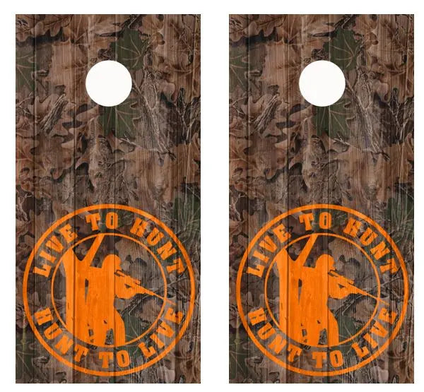 Live To Hunt Hunt To Live Camo Cornhole Wood Board Skin Wr Ripper Graphics