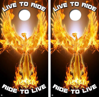 Live To Ride, Ride To Live Cornhole Wood Board Skin Wrap Ripper Graphics