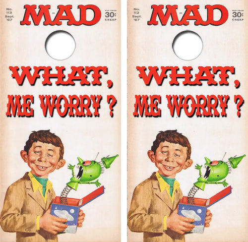 Mad Magazine What, Me Worry? Cornhole Wrap Decal with Free Laminate Included Ripper Graphics